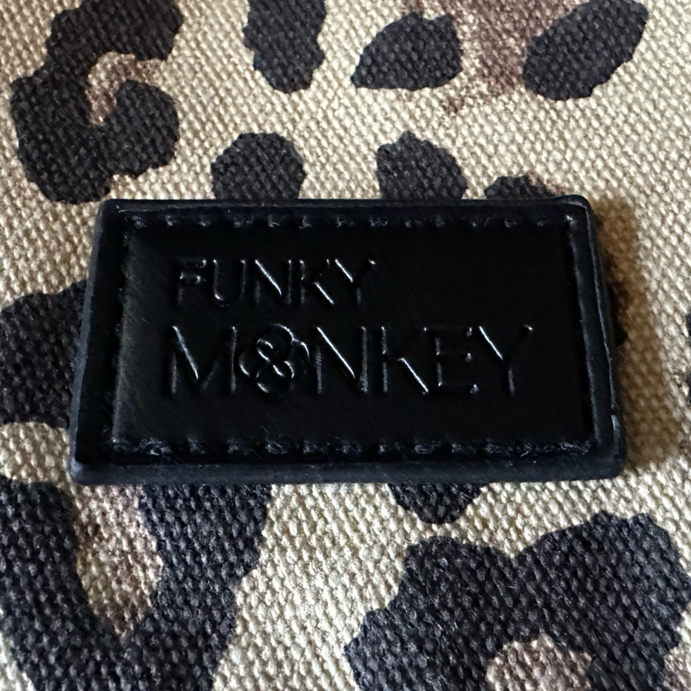Funky Monkey Clutch Leopard and Black with Burgundy lining fold over NWOT - Picture 4 of 4